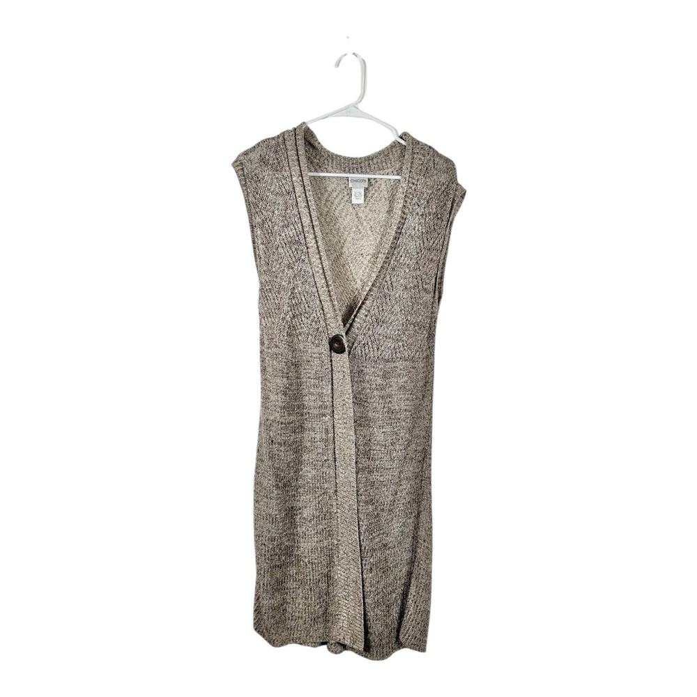 Chico's Linen Blend Duster Brown Cardigan